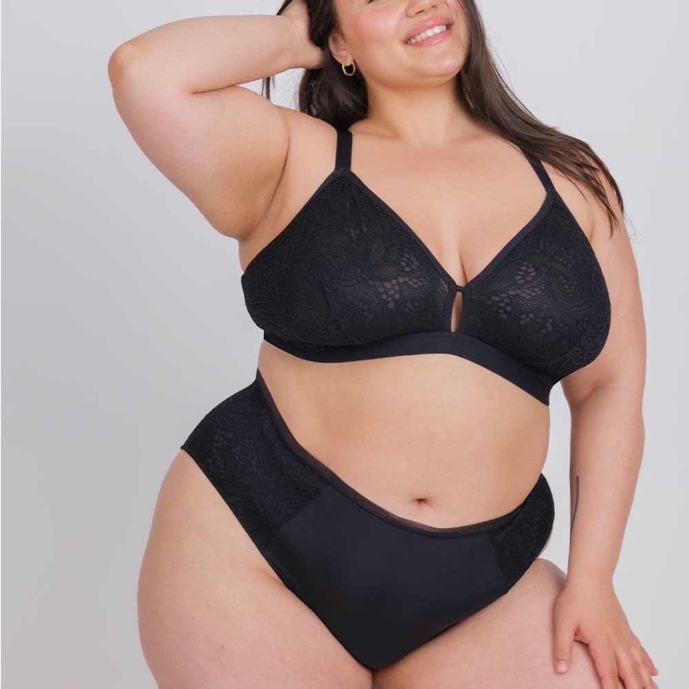 Busty Bralette from Lively, size 3, black palm lace good for 38D-DDD—40D-DD